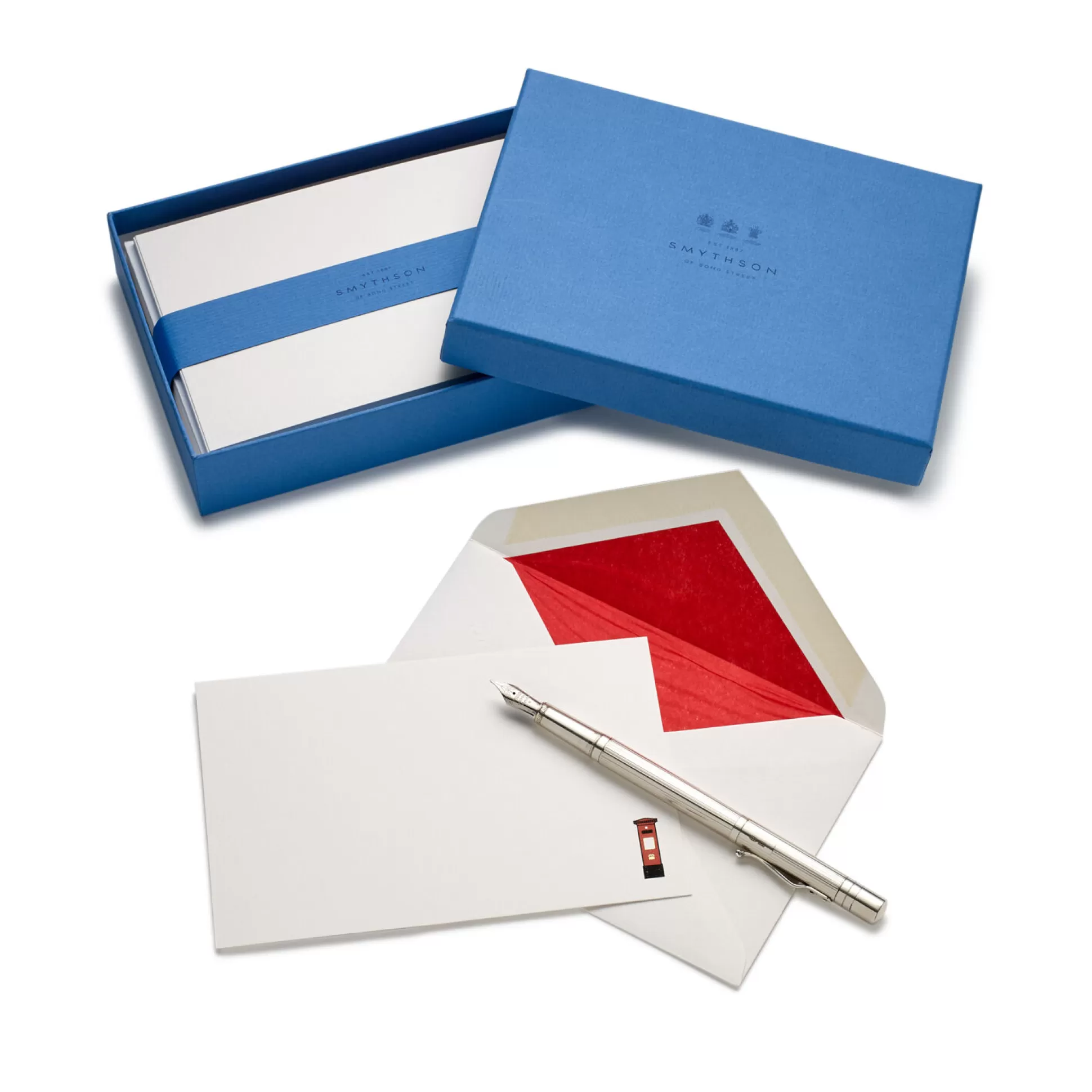 Smythson Correspondence Cards^British Postbox Motif Correspondence Cards