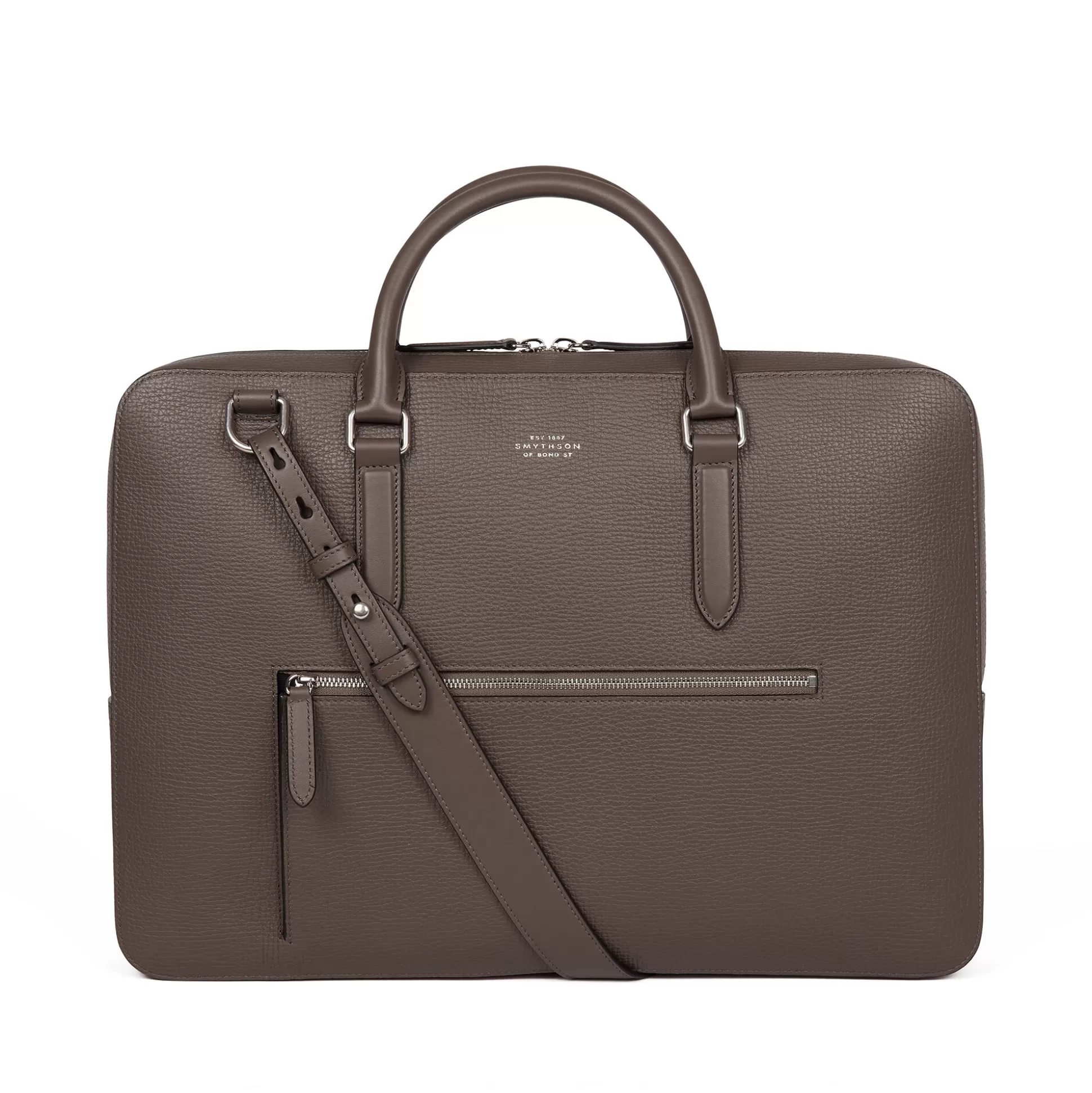 Men Smythson Briefcases^Slim Briefcase With Zip Front In Ludlow